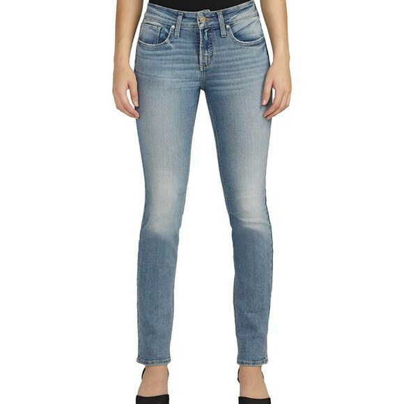 NWT Silver Jeans Mid Rise Curvy Fit Suki Straight In Indigo - Picture 1 of 6